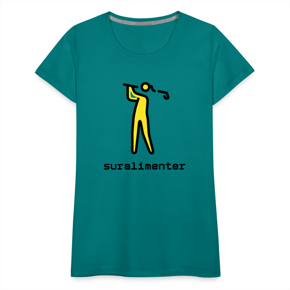 Customizable Person Golfing Moji + Suralimenter Text Women's Cut Premium T-Shirt - Emoji.Express - teal