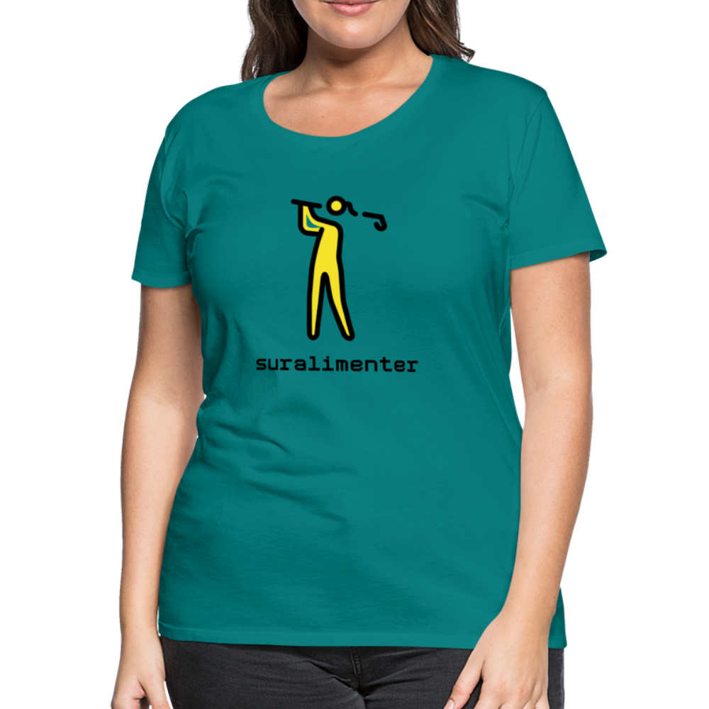 Customizable Person Golfing Moji + Suralimenter Text Women's Cut Premium T-Shirt - Emoji.Express - teal