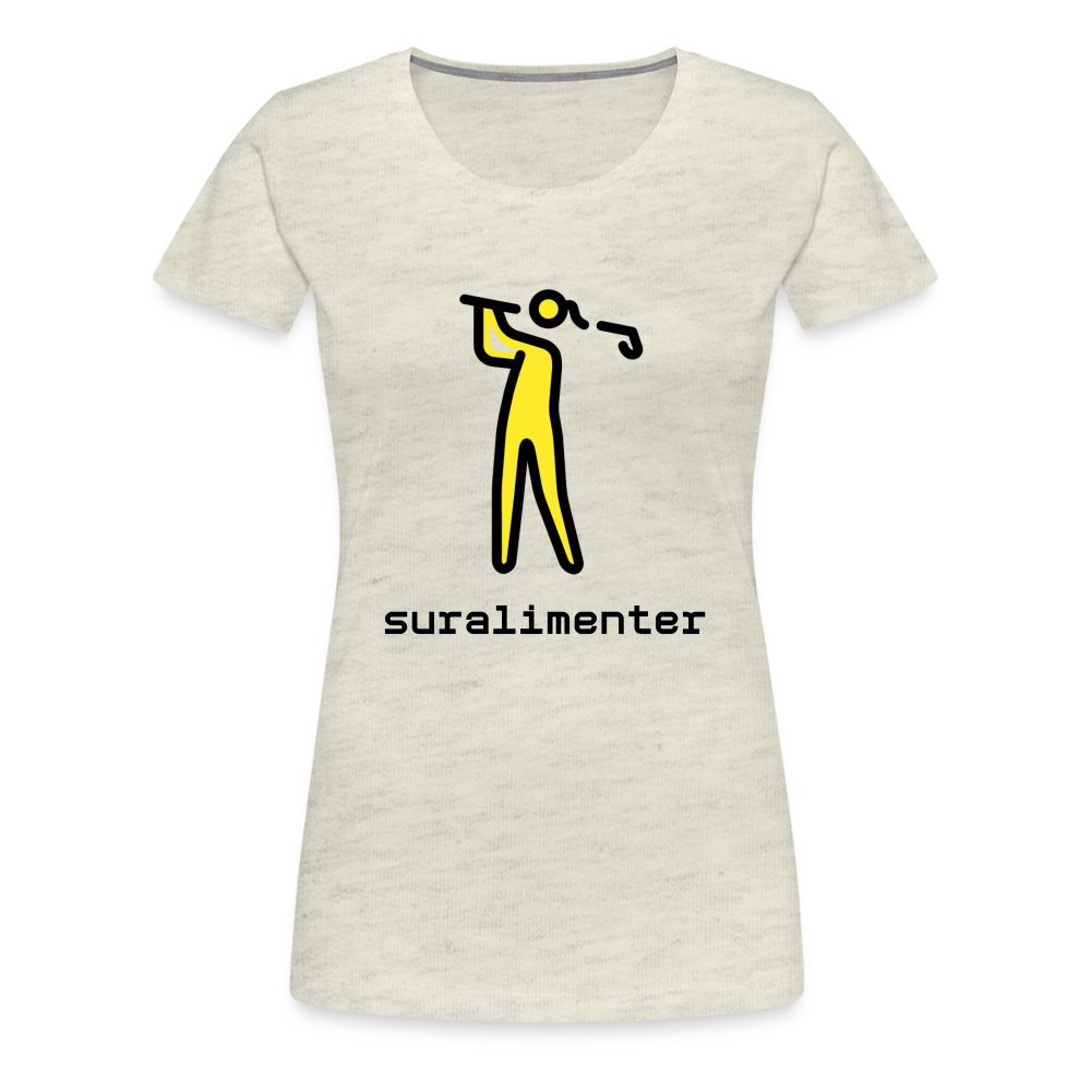 Customizable Person Golfing Moji + Suralimenter Text Women's Cut Premium T-Shirt - Emoji.Express - heather oatmeal