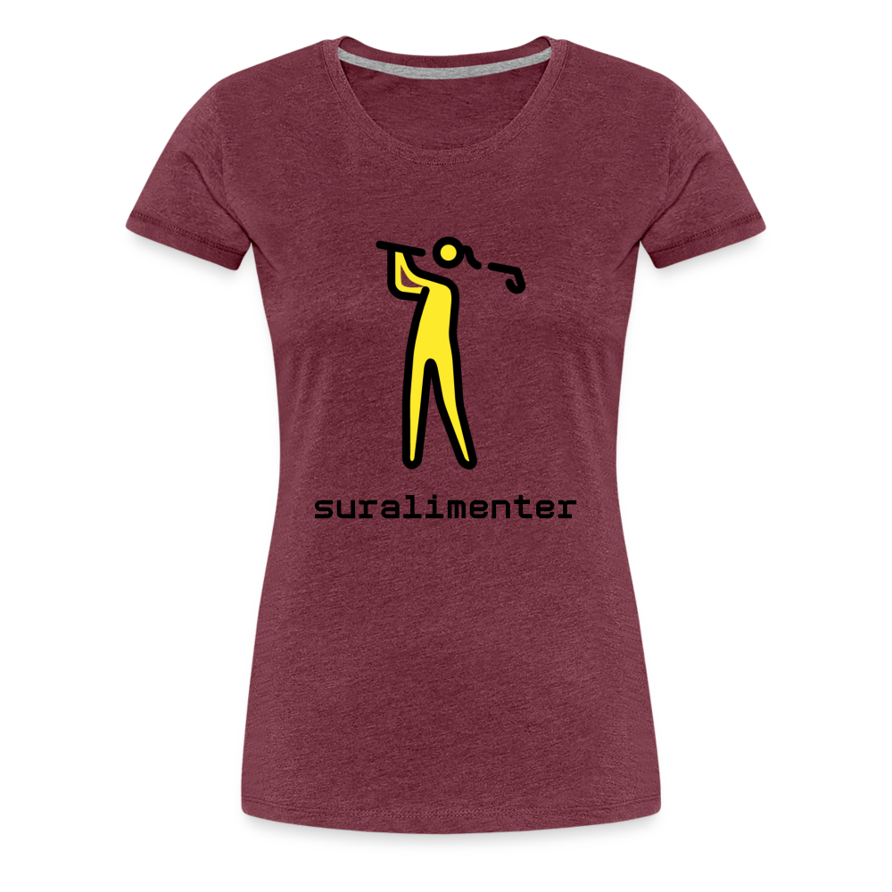 Customizable Person Golfing Moji + Suralimenter Text Women's Cut Premium T-Shirt - Emoji.Express - heather burgundy