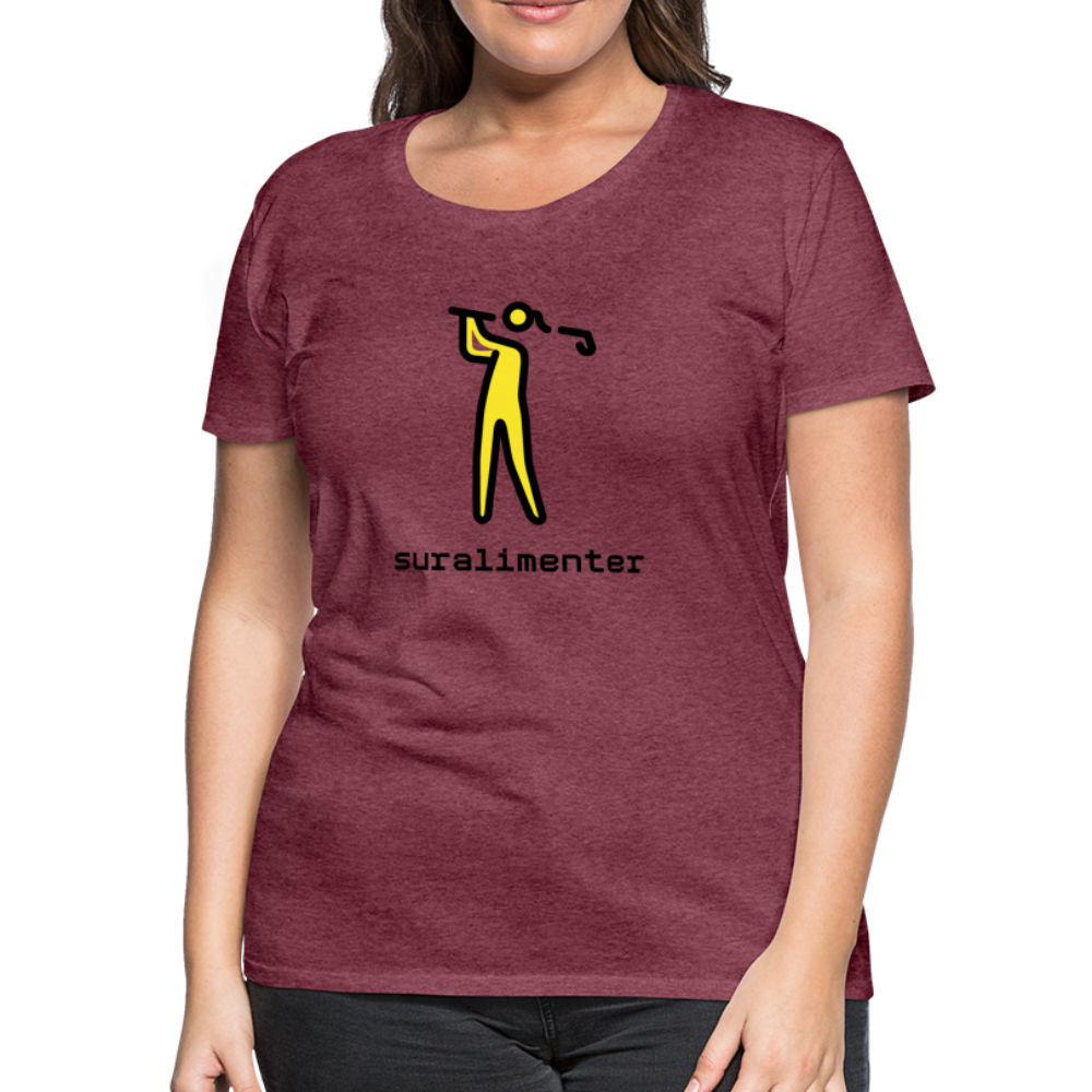 Customizable Person Golfing Moji + Suralimenter Text Women's Cut Premium T-Shirt - Emoji.Express - heather burgundy