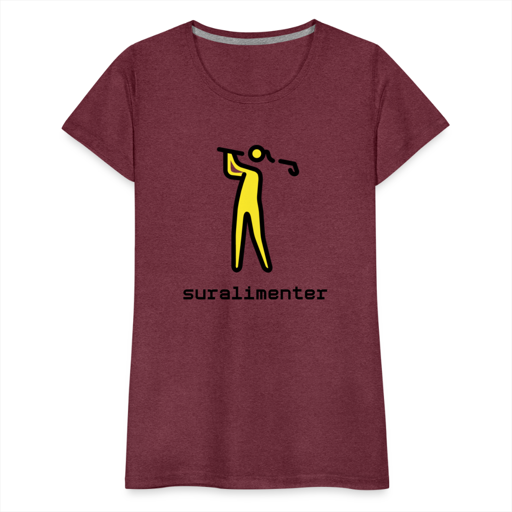 Customizable Person Golfing Moji + Suralimenter Text Women's Cut Premium T-Shirt - Emoji.Express - heather burgundy