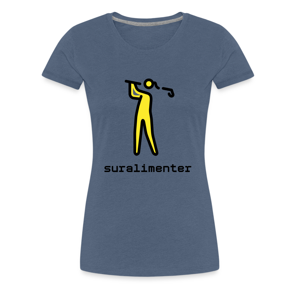 Customizable Person Golfing Moji + Suralimenter Text Women's Cut Premium T-Shirt - Emoji.Express - heather blue