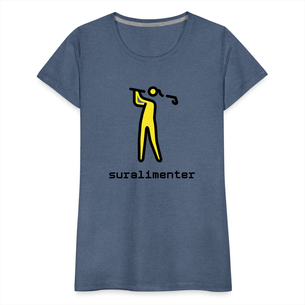 Customizable Person Golfing Moji + Suralimenter Text Women's Cut Premium T-Shirt - Emoji.Express - heather blue