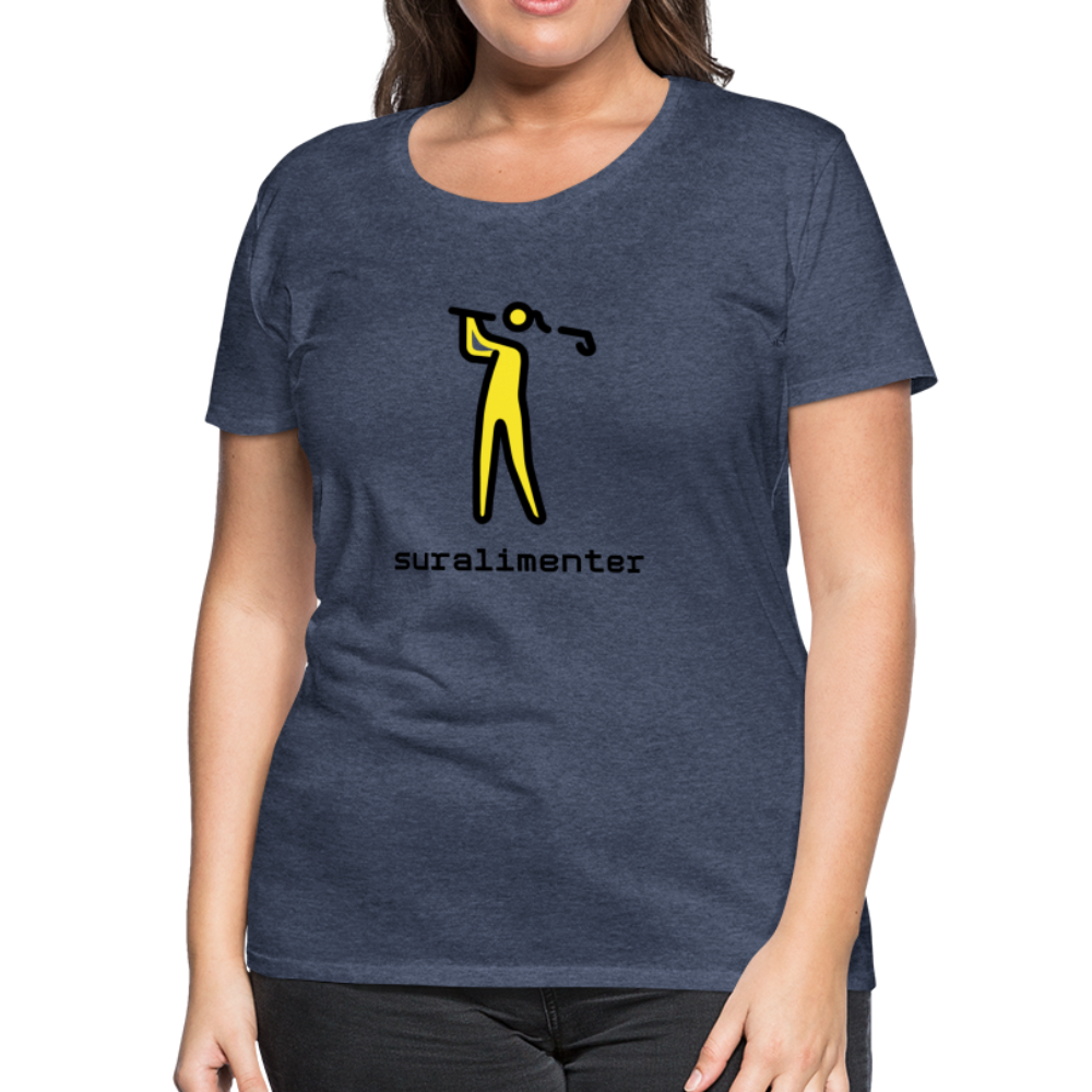 Customizable Person Golfing Moji + Suralimenter Text Women's Cut Premium T-Shirt - Emoji.Express - heather blue