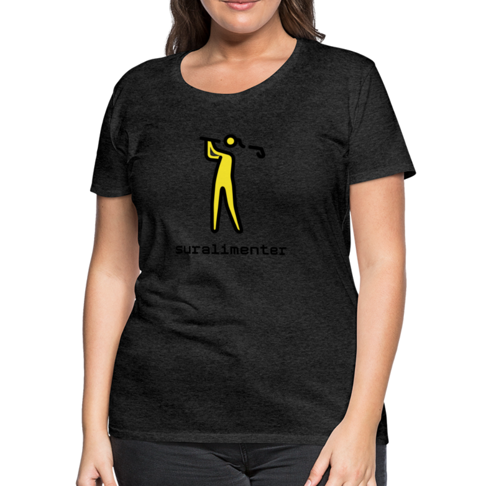 Customizable Person Golfing Moji + Suralimenter Text Women's Cut Premium T-Shirt - Emoji.Express - charcoal grey