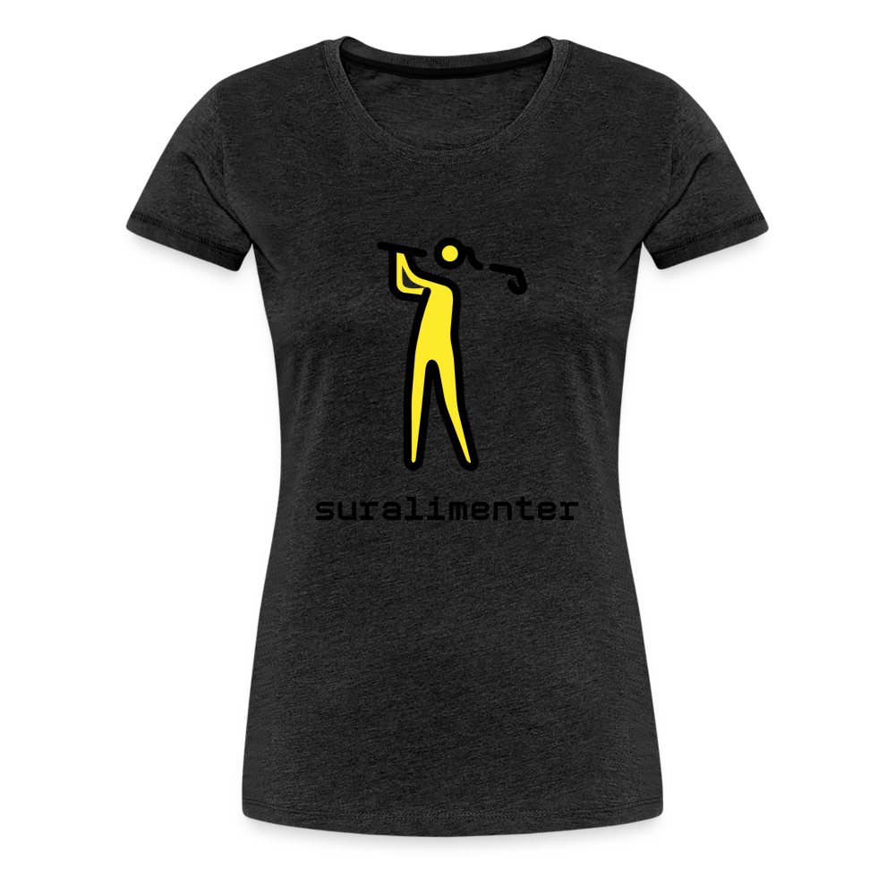 Customizable Person Golfing Moji + Suralimenter Text Women's Cut Premium T-Shirt - Emoji.Express - charcoal grey