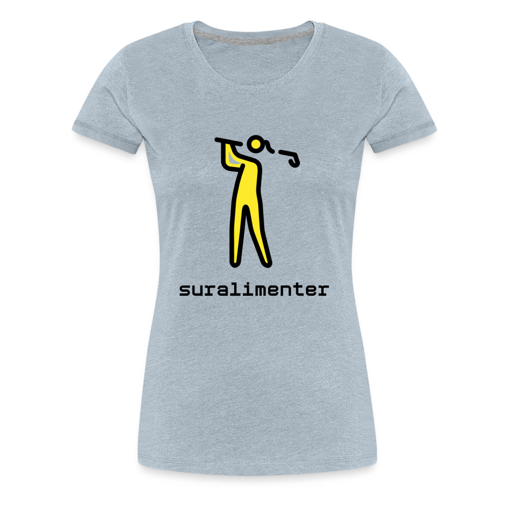 Customizable Person Golfing Moji + Suralimenter Text Women's Cut Premium T-Shirt - Emoji.Express - heather ice blue