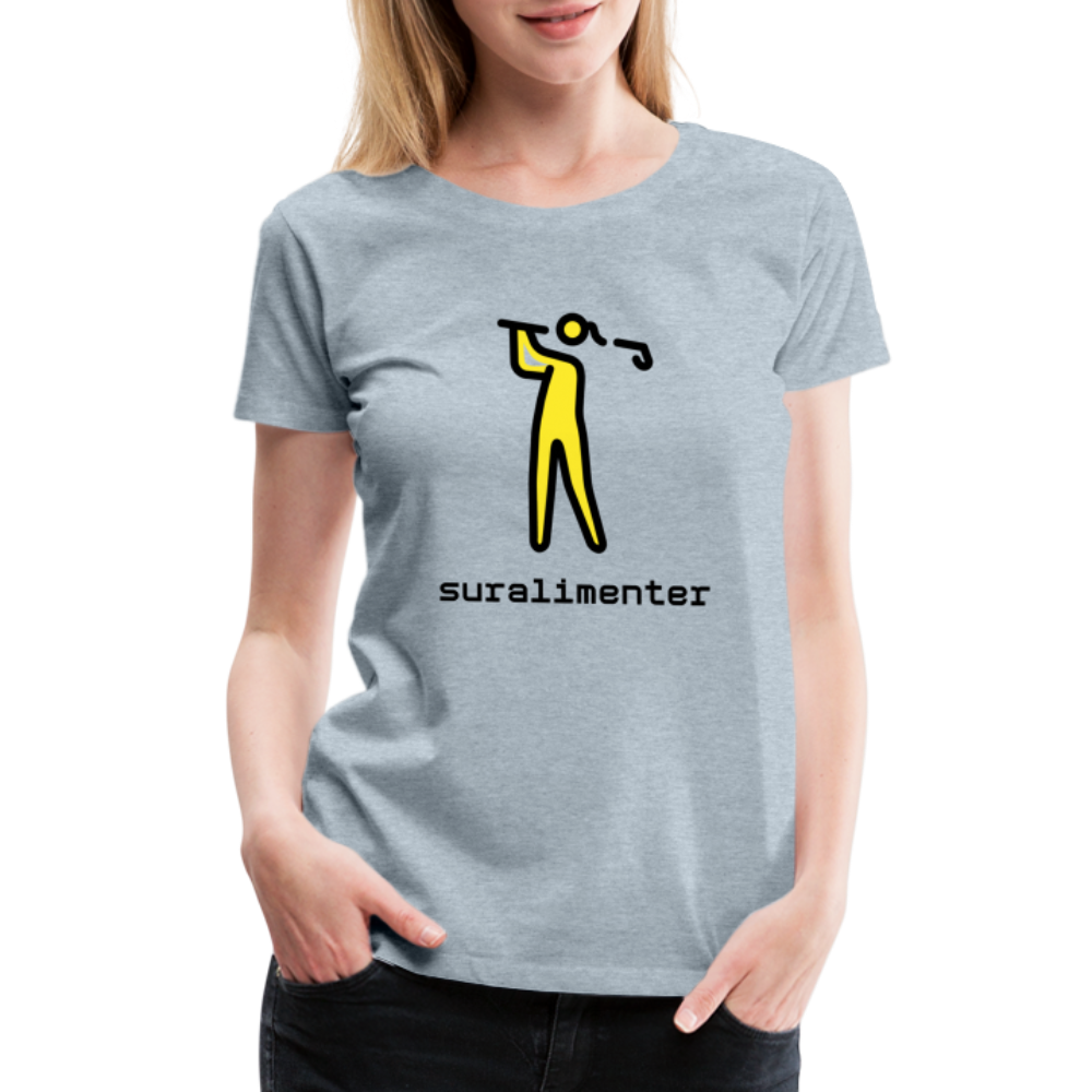 Customizable Person Golfing Moji + Suralimenter Text Women's Cut Premium T-Shirt - Emoji.Express - heather ice blue