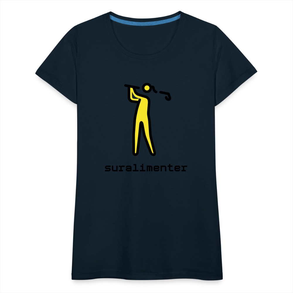 Customizable Person Golfing Moji + Suralimenter Text Women's Cut Premium T-Shirt - Emoji.Express - deep navy