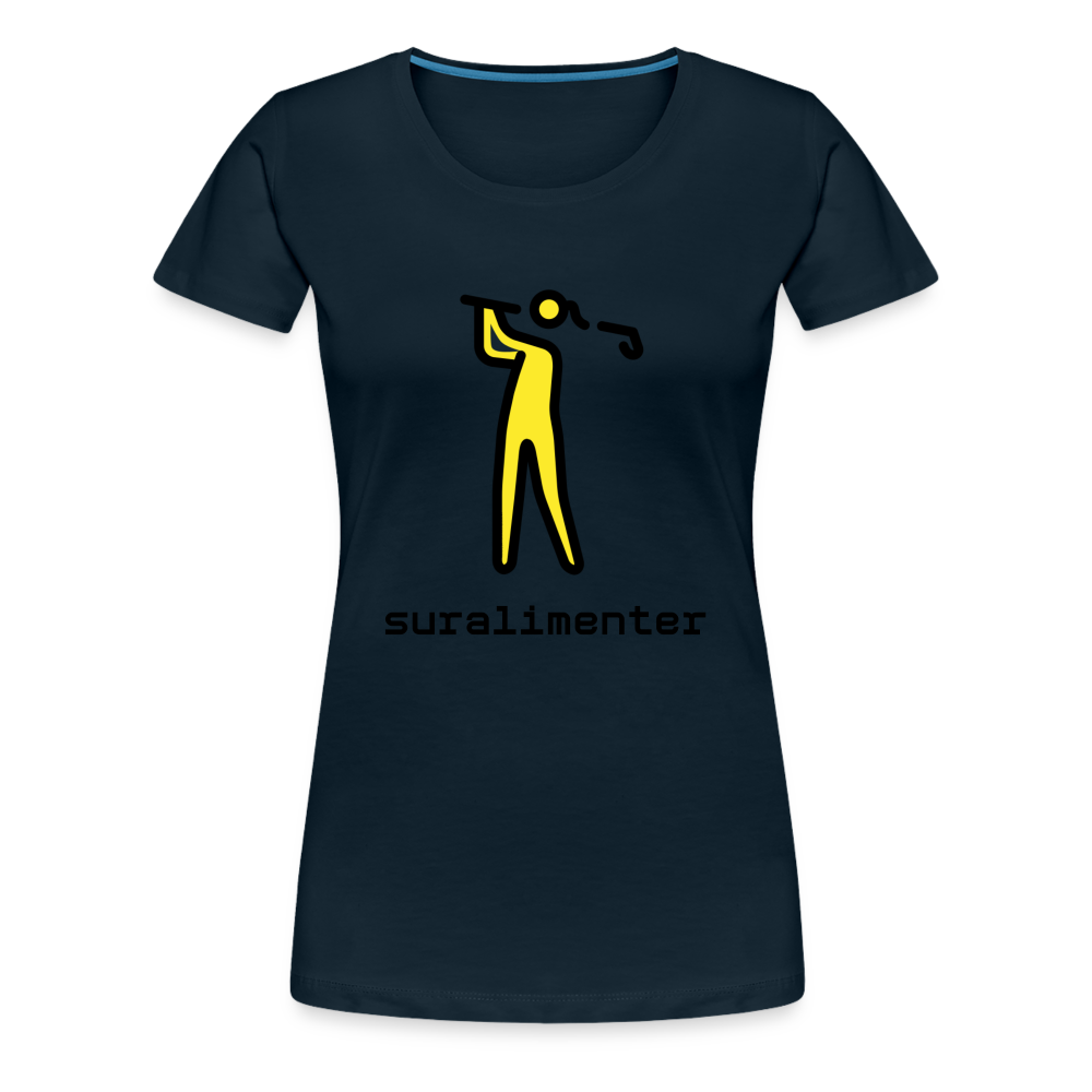 Customizable Person Golfing Moji + Suralimenter Text Women's Cut Premium T-Shirt - Emoji.Express - deep navy
