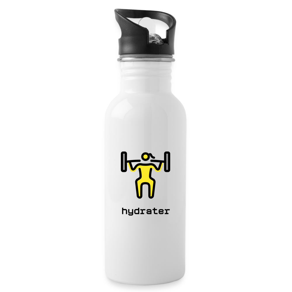 Customizable Woman Lifting Weights Moji + Hydrater Text Water Bottle - Emoji.Express - white