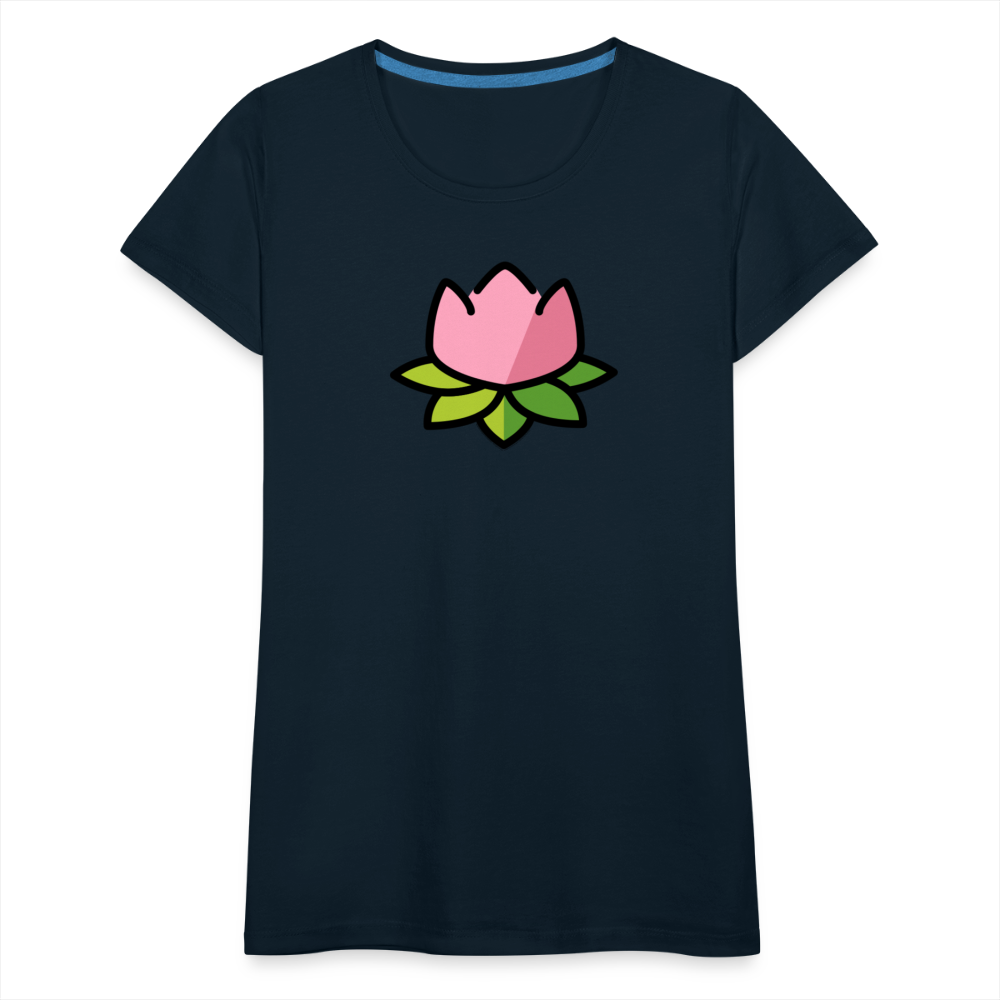 Customizable Lotus Moji Women's Cut Premium T-Shirt - Emoji.Express - deep navy