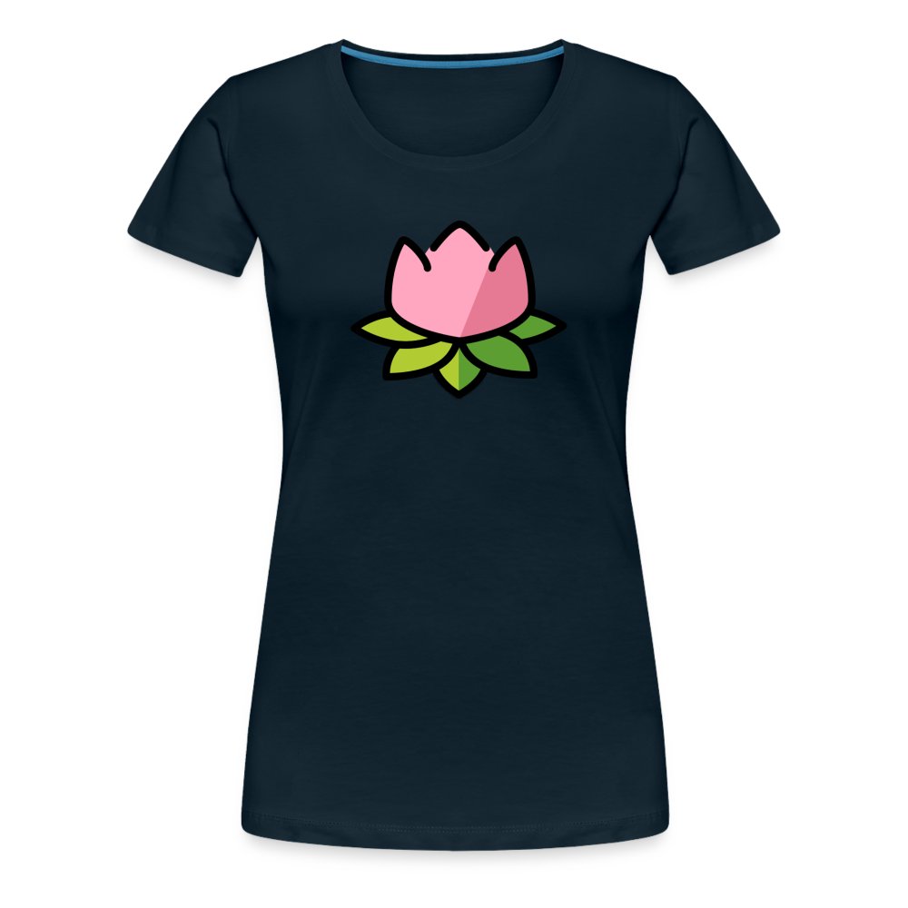 Customizable Lotus Moji Women's Cut Premium T-Shirt - Emoji.Express - deep navy