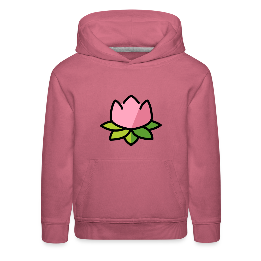 Emoji Expression: Lotus Moji + Sparkles Moji + "The Lotus Effect" Text Kids Premium Hoodie (Two-Sided) - Emoji.Express - mauve