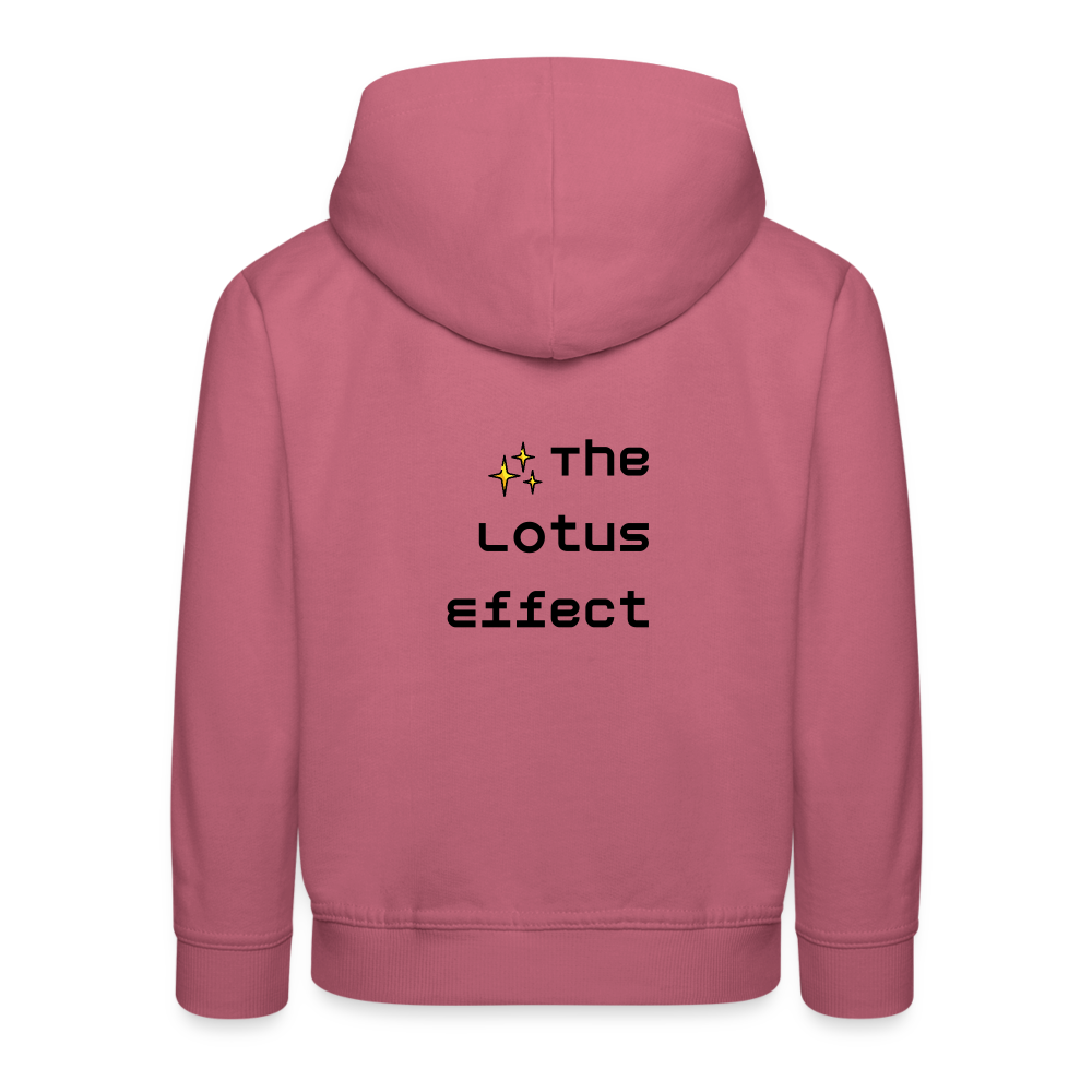 Emoji Expression: Lotus Moji + Sparkles Moji + "The Lotus Effect" Text Kids Premium Hoodie (Two-Sided) - Emoji.Express - mauve