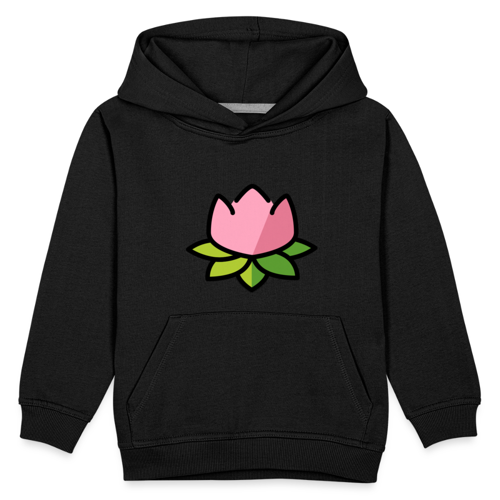 Emoji Expression: Lotus Moji + Sparkles Moji + "The Lotus Effect" Text Kids Premium Hoodie (Two-Sided) - Emoji.Express - black