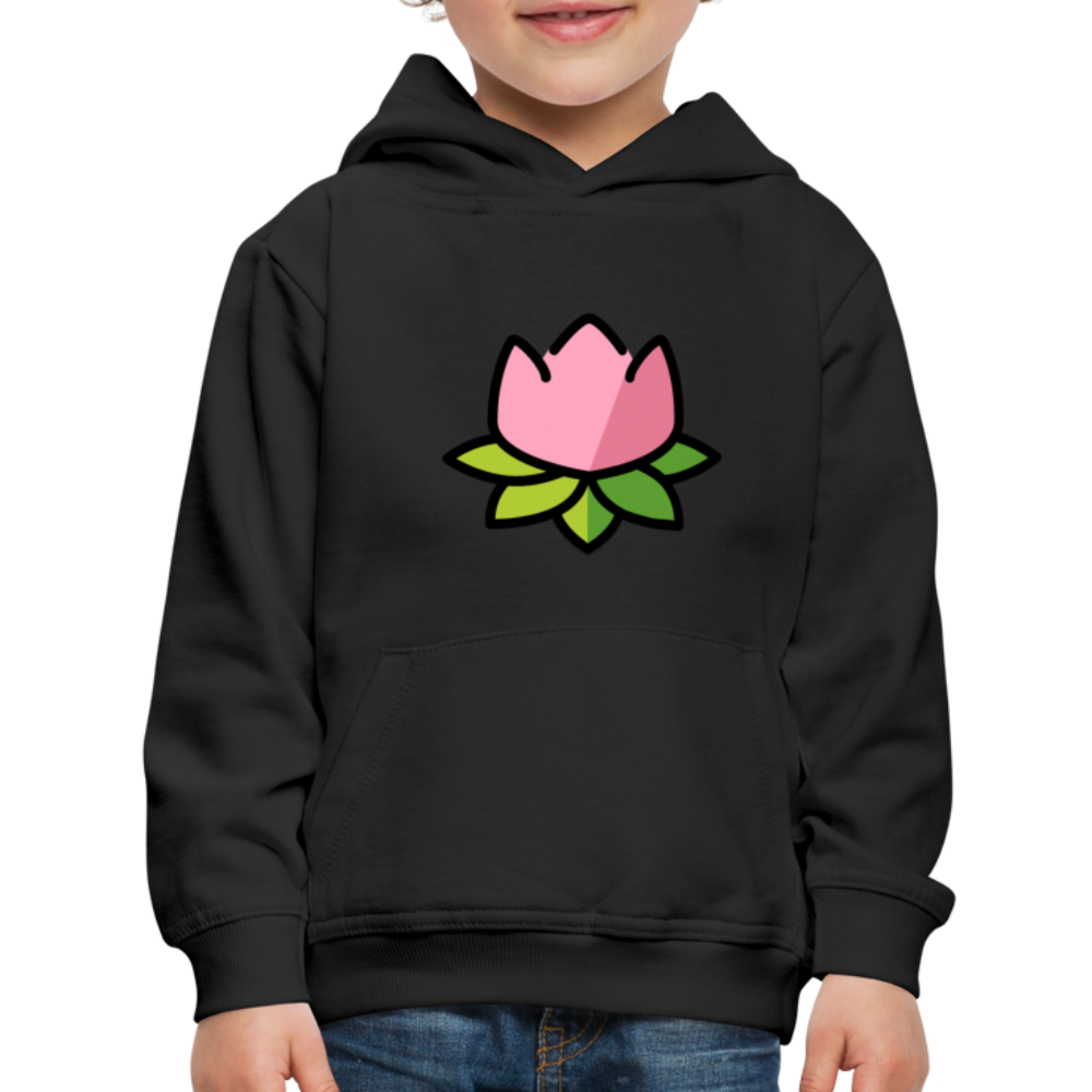 Emoji Expression: Lotus Moji + Sparkles Moji + "The Lotus Effect" Text Kids Premium Hoodie (Two-Sided) - Emoji.Express - black