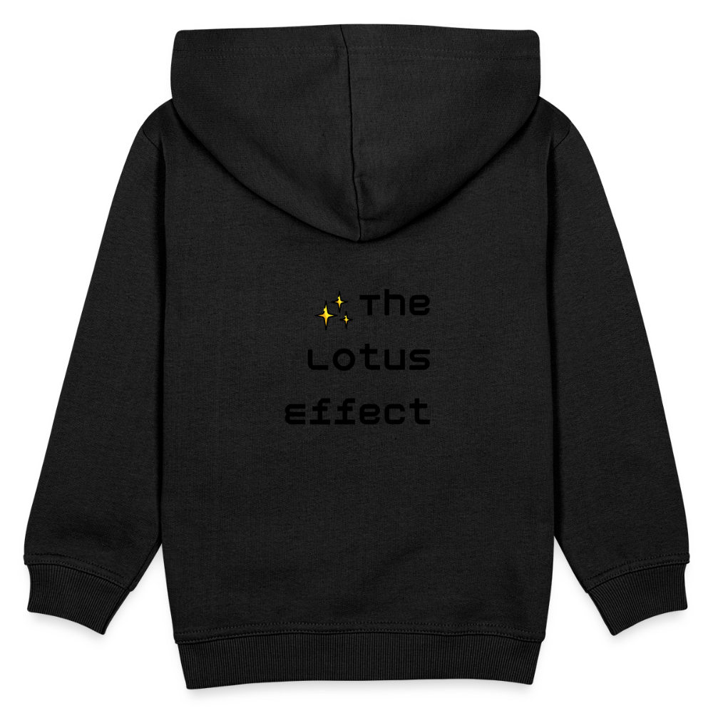 Emoji Expression: Lotus Moji + Sparkles Moji + "The Lotus Effect" Text Kids Premium Hoodie (Two-Sided) - Emoji.Express - black