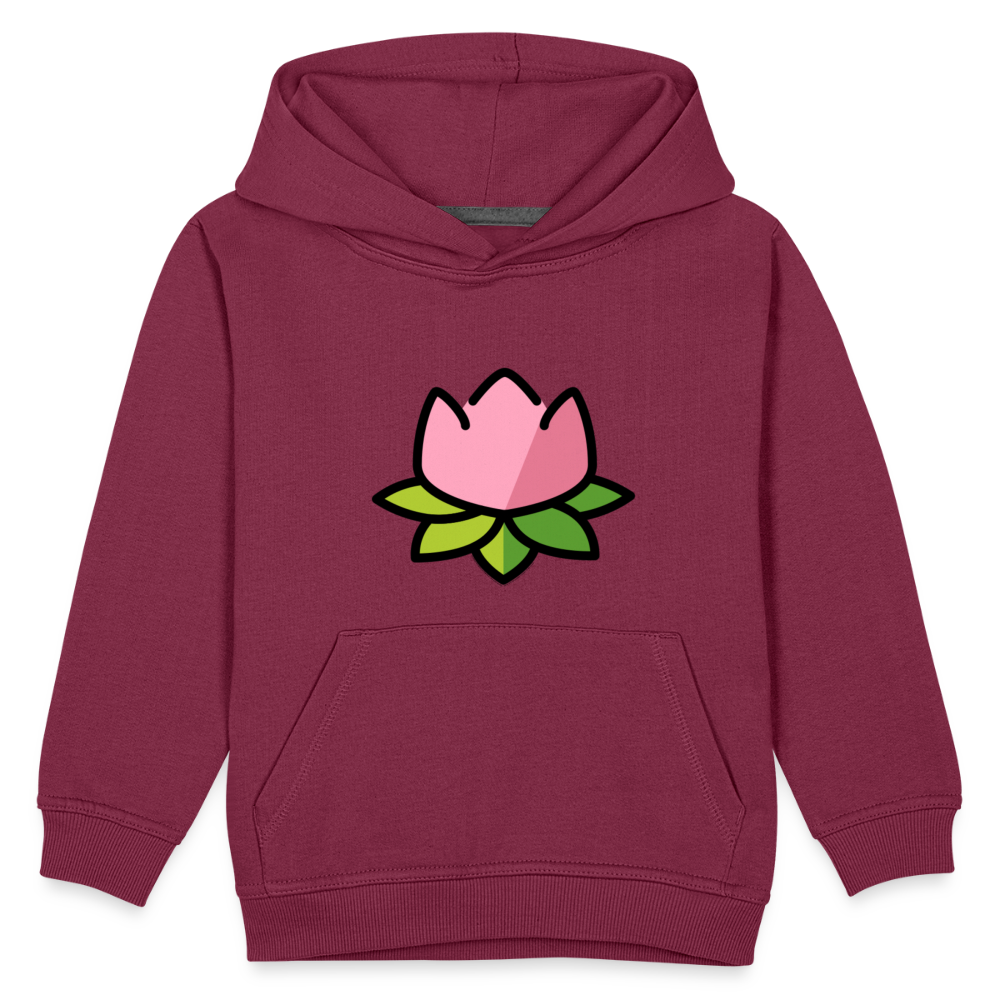 Emoji Expression: Lotus Moji + Sparkles Moji + "The Lotus Effect" Text Kids Premium Hoodie (Two-Sided) - Emoji.Express - burgundy