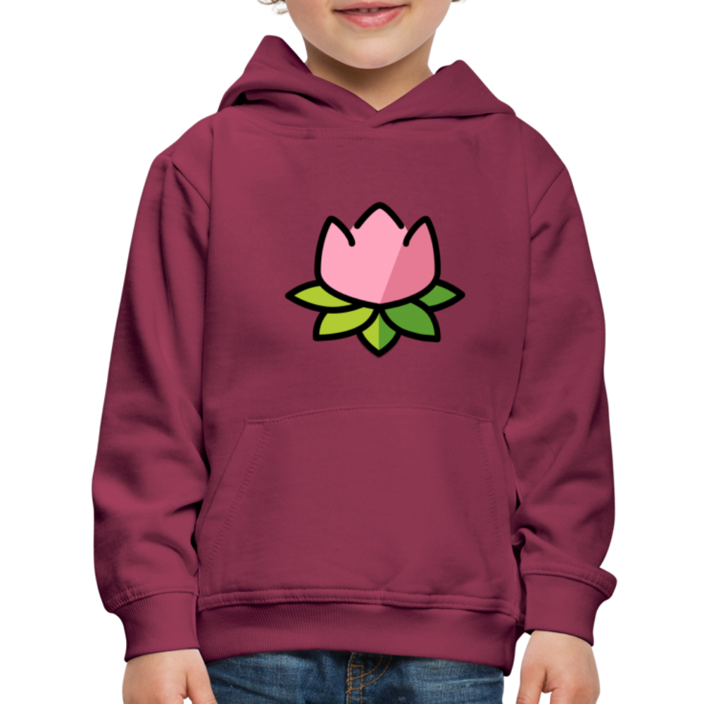 Emoji Expression: Lotus Moji + Sparkles Moji + "The Lotus Effect" Text Kids Premium Hoodie (Two-Sided) - Emoji.Express - burgundy