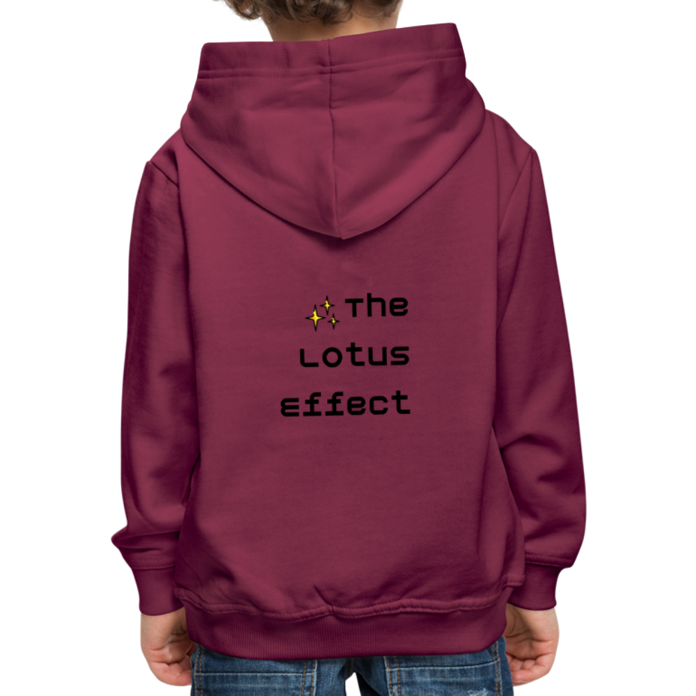 Emoji Expression: Lotus Moji + Sparkles Moji + "The Lotus Effect" Text Kids Premium Hoodie (Two-Sided) - Emoji.Express - burgundy