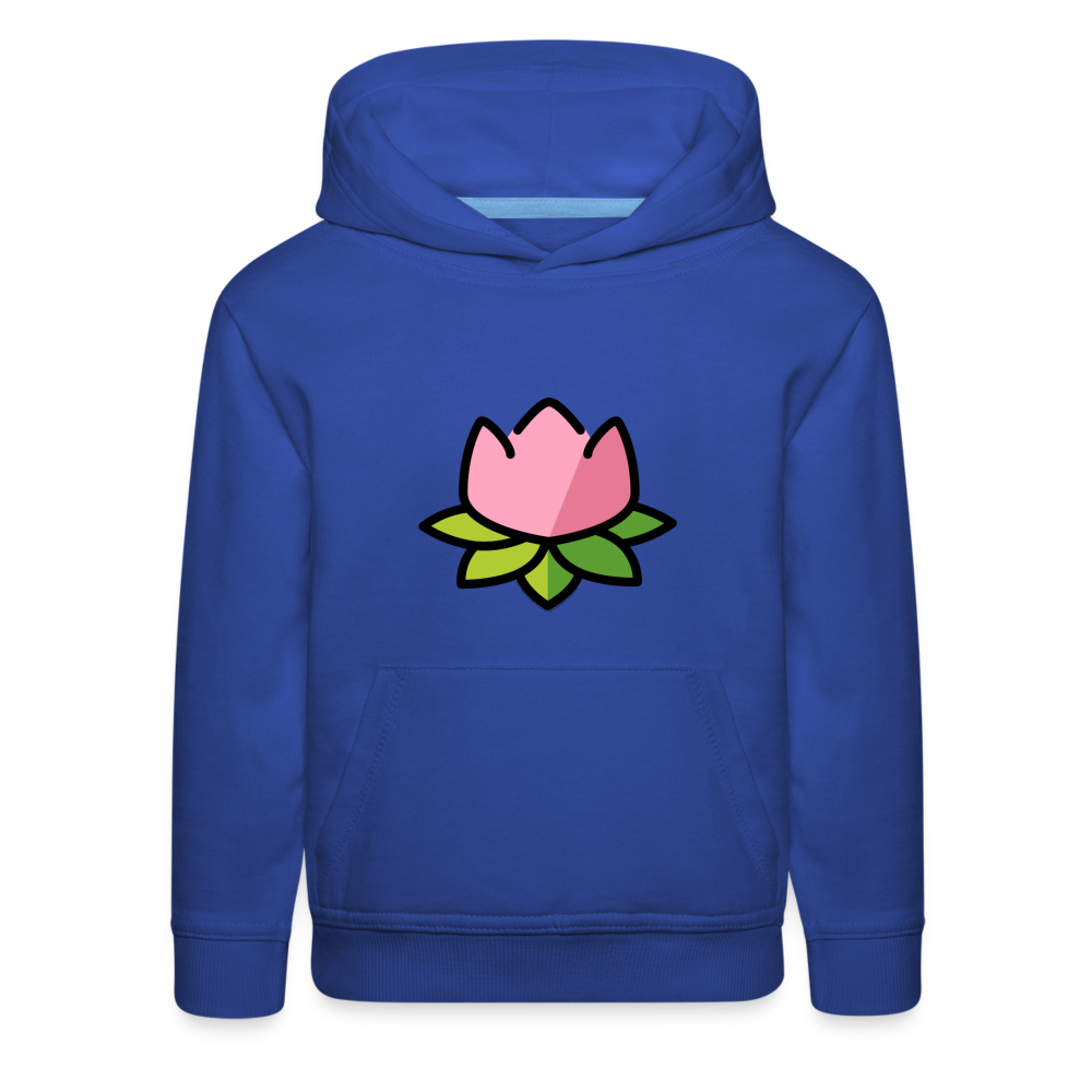 Emoji Expression: Lotus Moji + Sparkles Moji + "The Lotus Effect" Text Kids Premium Hoodie (Two-Sided) - Emoji.Express - royal blue