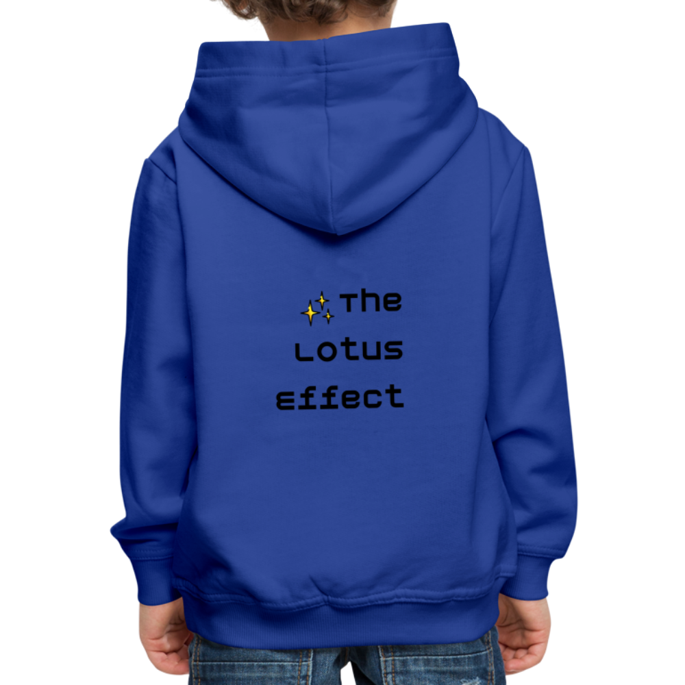 Emoji Expression: Lotus Moji + Sparkles Moji + "The Lotus Effect" Text Kids Premium Hoodie (Two-Sided) - Emoji.Express - royal blue