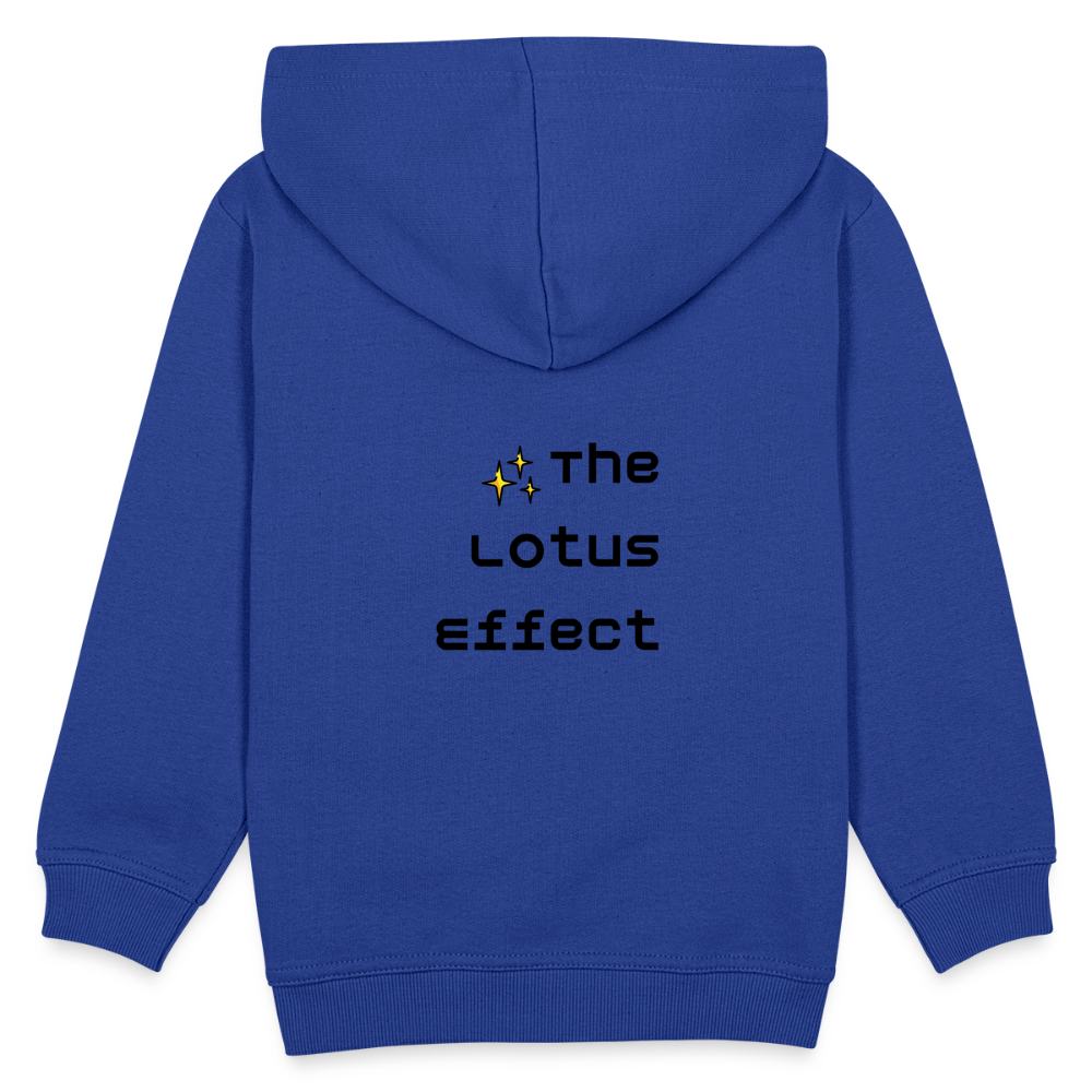 Emoji Expression: Lotus Moji + Sparkles Moji + "The Lotus Effect" Text Kids Premium Hoodie (Two-Sided) - Emoji.Express - royal blue