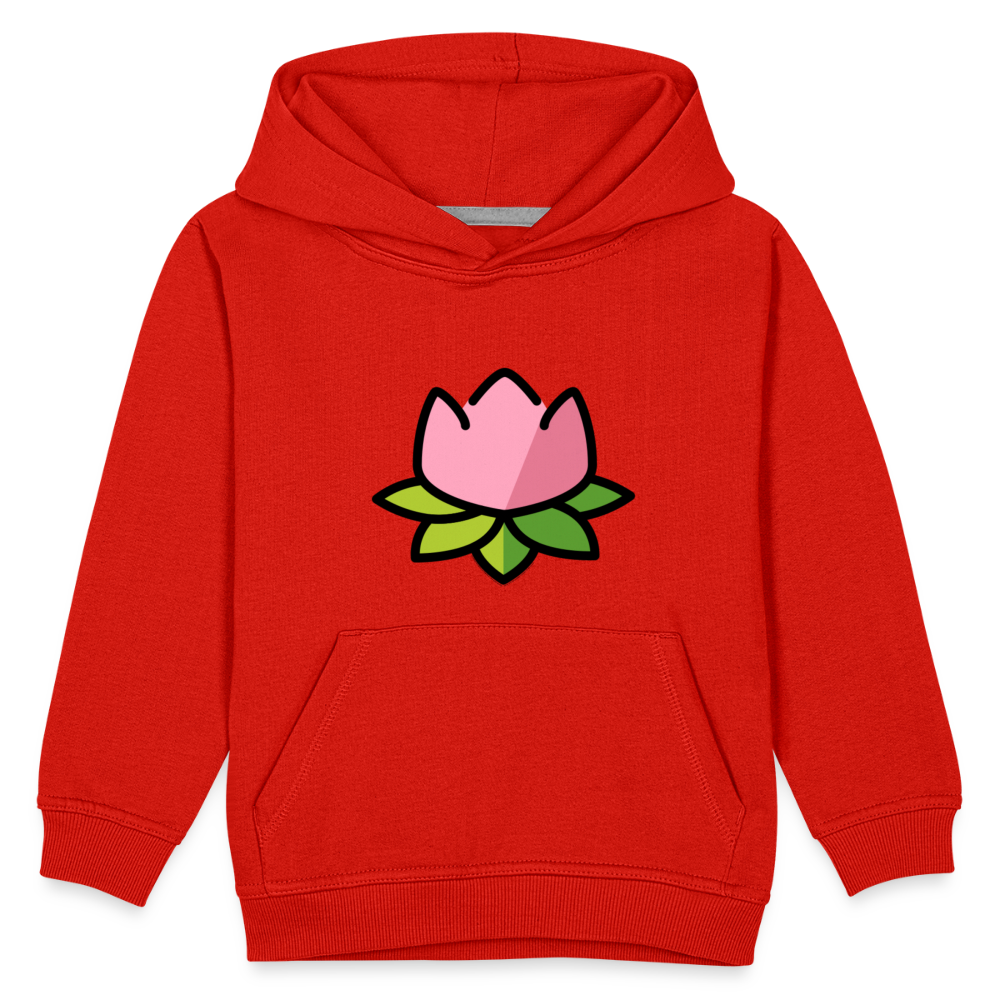 Emoji Expression: Lotus Moji + Sparkles Moji + "The Lotus Effect" Text Kids Premium Hoodie (Two-Sided) - Emoji.Express - red