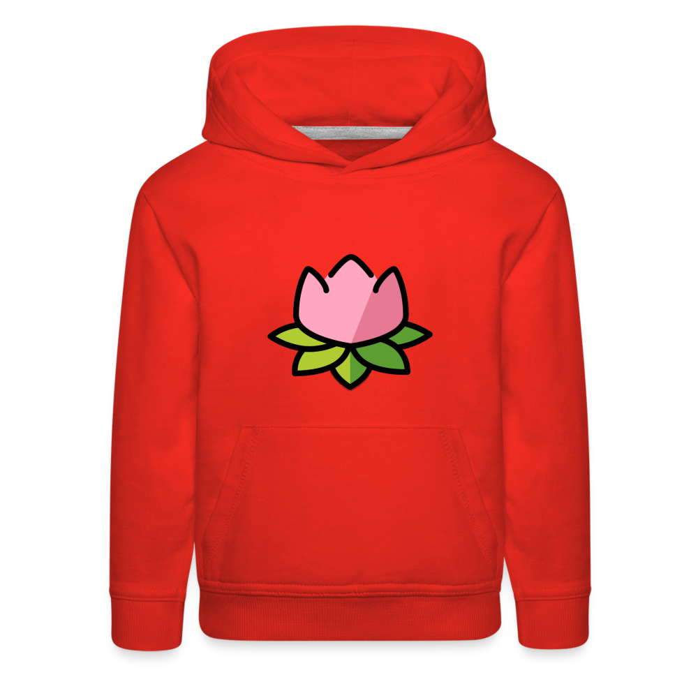 Emoji Expression: Lotus Moji + Sparkles Moji + "The Lotus Effect" Text Kids Premium Hoodie (Two-Sided) - Emoji.Express - red