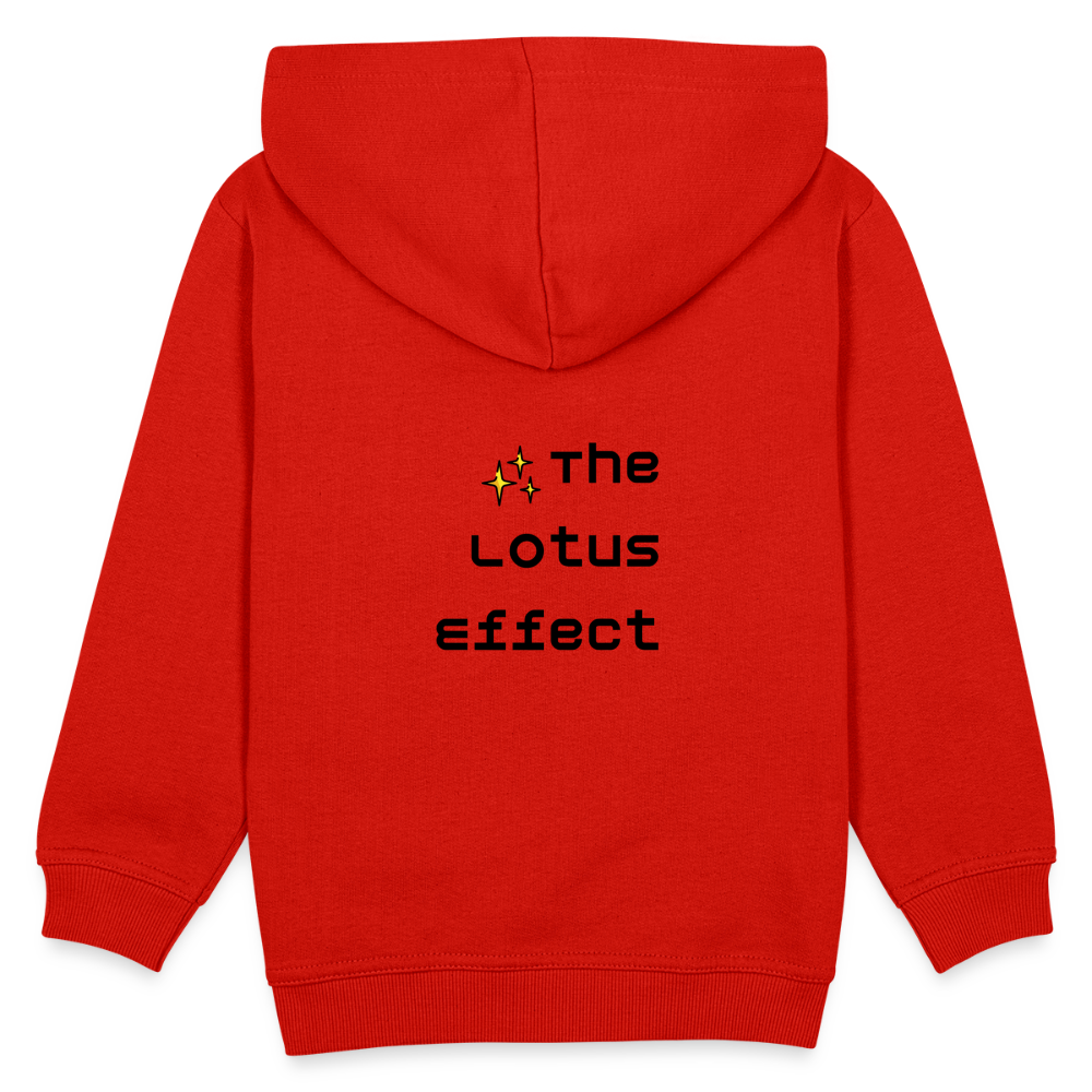 Emoji Expression: Lotus Moji + Sparkles Moji + "The Lotus Effect" Text Kids Premium Hoodie (Two-Sided) - Emoji.Express - red