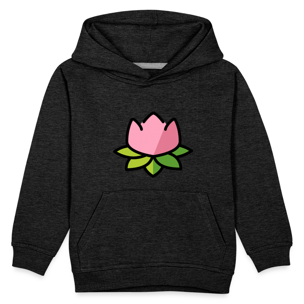 Emoji Expression: Lotus Moji + Sparkles Moji + "The Lotus Effect" Text Kids Premium Hoodie (Two-Sided) - Emoji.Express - charcoal grey