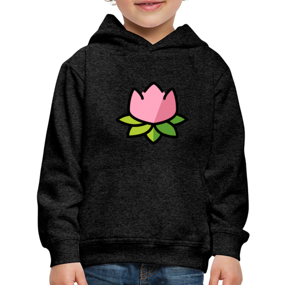 Emoji Expression: Lotus Moji + Sparkles Moji + "The Lotus Effect" Text Kids Premium Hoodie (Two-Sided) - Emoji.Express - charcoal grey