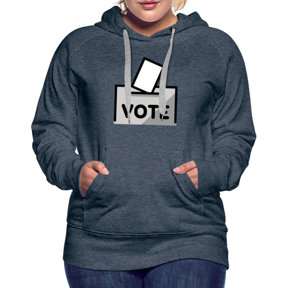 Customizable Ballot Moji with Vote Text Emoji Expression Women’s Cut Premium Hoodie - Emoji.Express - heather denim