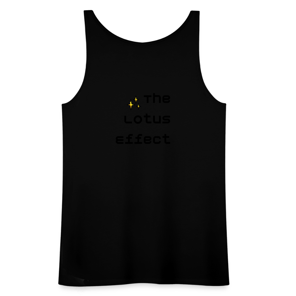 Emoji Expression: Lotus Moji + Sparkles Moji + "The Lotus Effect" Text Women’s Cut Premium Tank Top (Two-Sided) - Emoji.Express - black