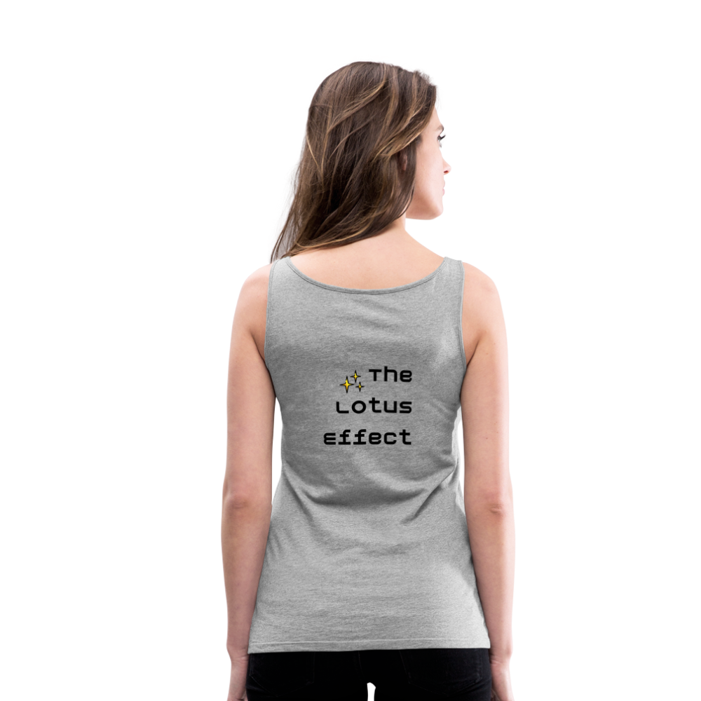 Emoji Expression: Lotus Moji + Sparkles Moji + "The Lotus Effect" Text Women’s Cut Premium Tank Top (Two-Sided) - Emoji.Express - heather gray