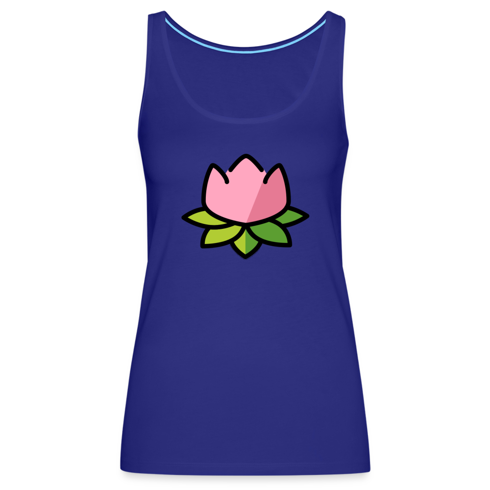 Emoji Expression: Lotus Moji + Sparkles Moji + "The Lotus Effect" Text Women’s Cut Premium Tank Top (Two-Sided) - Emoji.Express - royal blue