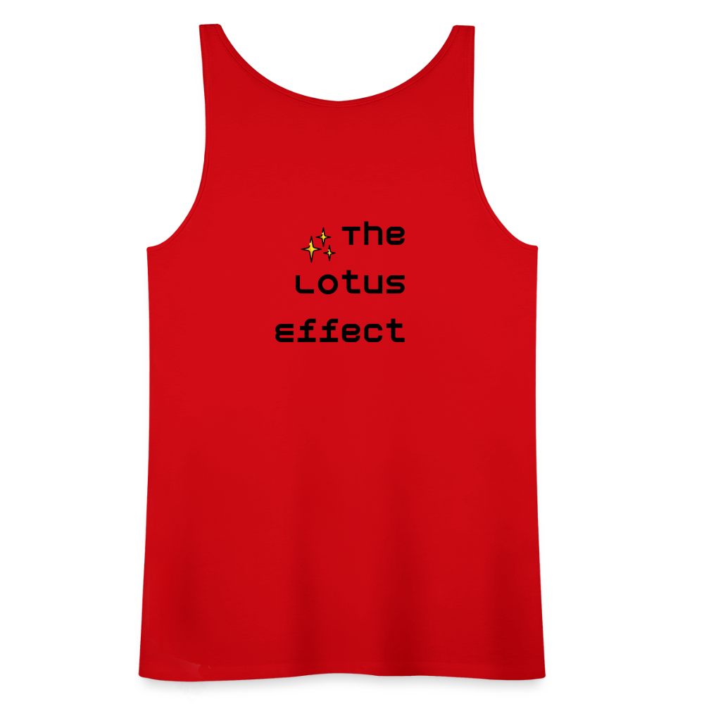 Emoji Expression: Lotus Moji + Sparkles Moji + "The Lotus Effect" Text Women’s Cut Premium Tank Top (Two-Sided) - Emoji.Express - red