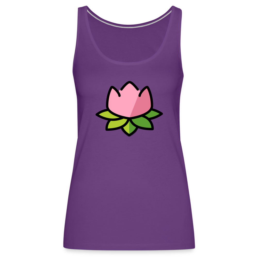 Emoji Expression: Lotus Moji + Sparkles Moji + "The Lotus Effect" Text Women’s Cut Premium Tank Top (Two-Sided) - Emoji.Express - purple