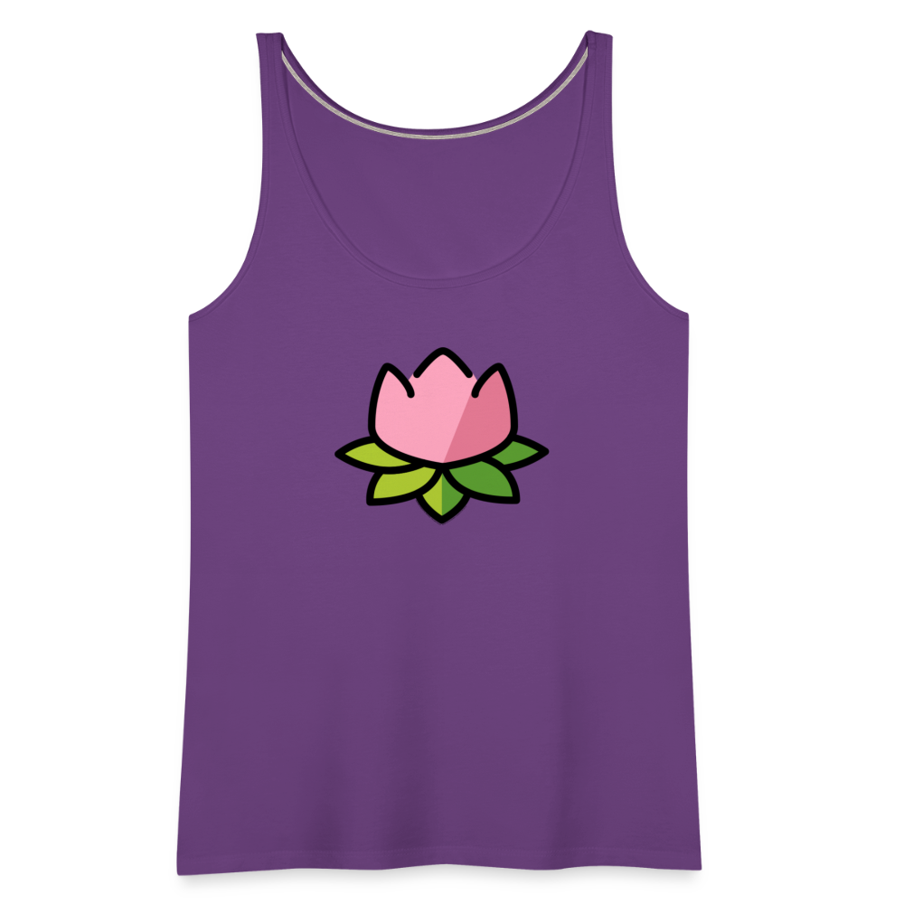 Emoji Expression: Lotus Moji + Sparkles Moji + "The Lotus Effect" Text Women’s Cut Premium Tank Top (Two-Sided) - Emoji.Express - purple