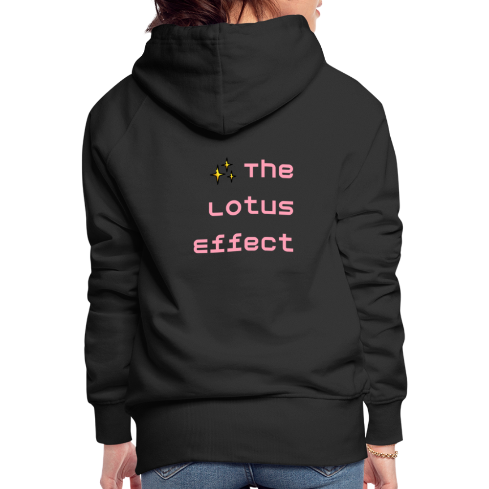 Emoji Expression: Lotus Moji + Sparkles Moji + "The Lotus Effect" Text Women’s Cut Premium Hoodie (Two-Sided) - Emoji.Express - black