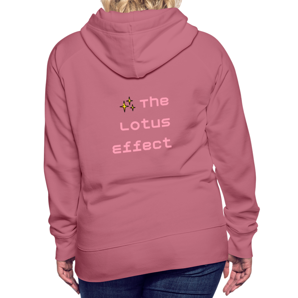 Emoji Expression: Lotus Moji + Sparkles Moji + "The Lotus Effect" Text Women’s Cut Premium Hoodie (Two-Sided) - Emoji.Express - mauve