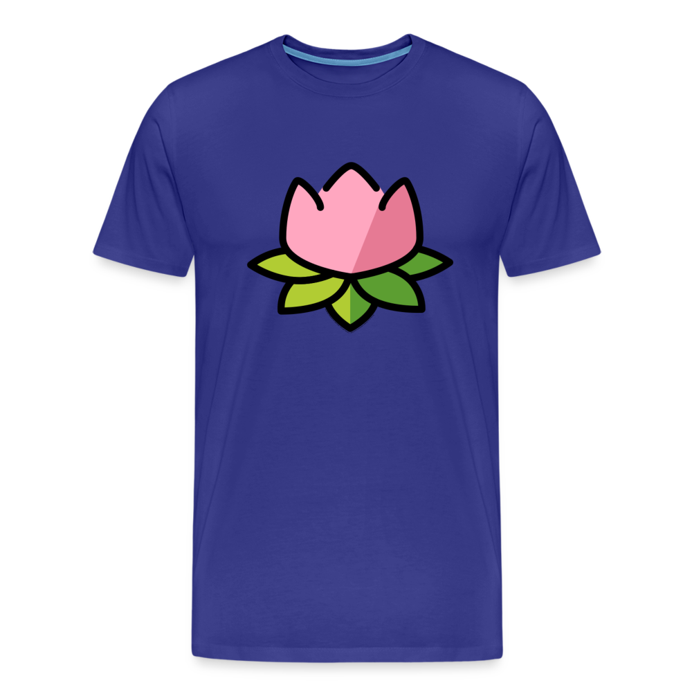 Emoji Expression: Lotus Moji + Sparkles Moji + "The Lotus Effect" Text Men’s Cut Premium T-Shirt (Two-Sided) - Emoji.Express - royal blue