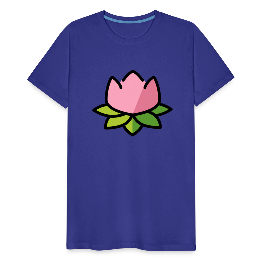 Emoji Expression: Lotus Moji + Sparkles Moji + "The Lotus Effect" Text Men’s Cut Premium T-Shirt (Two-Sided) - Emoji.Express - royal blue