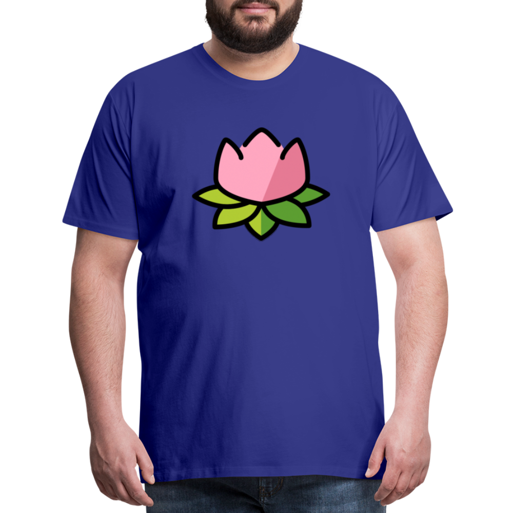 Emoji Expression: Lotus Moji + Sparkles Moji + "The Lotus Effect" Text Men’s Cut Premium T-Shirt (Two-Sided) - Emoji.Express - royal blue