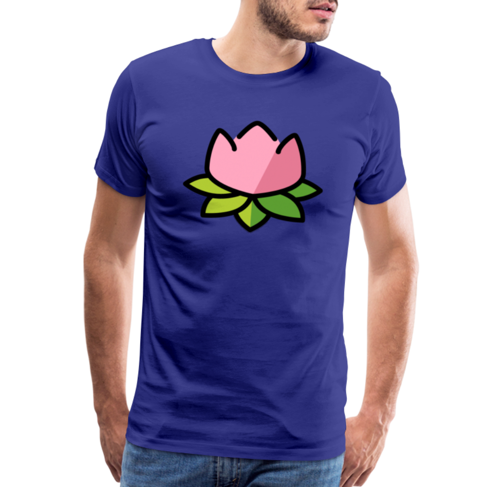 Emoji Expression: Lotus Moji + Sparkles Moji + "The Lotus Effect" Text Men’s Cut Premium T-Shirt (Two-Sided) - Emoji.Express - royal blue