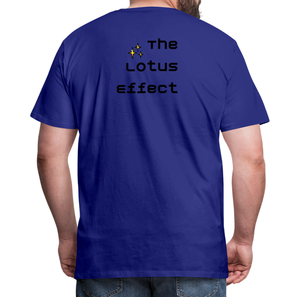 Emoji Expression: Lotus Moji + Sparkles Moji + "The Lotus Effect" Text Men’s Cut Premium T-Shirt (Two-Sided) - Emoji.Express - royal blue