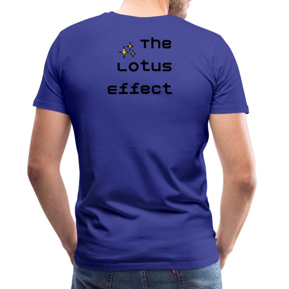 Emoji Expression: Lotus Moji + Sparkles Moji + "The Lotus Effect" Text Men’s Cut Premium T-Shirt (Two-Sided) - Emoji.Express - royal blue