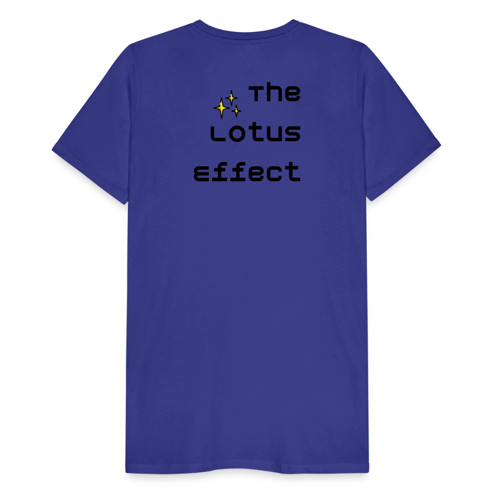 Emoji Expression: Lotus Moji + Sparkles Moji + "The Lotus Effect" Text Men’s Cut Premium T-Shirt (Two-Sided) - Emoji.Express - royal blue